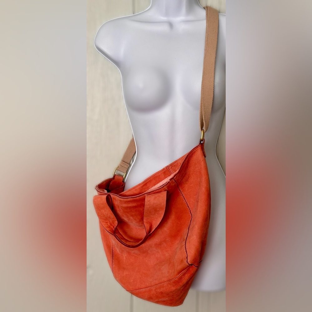 GAP Crossbody Coral 100% Leather Tote Bag with Canvas Strap